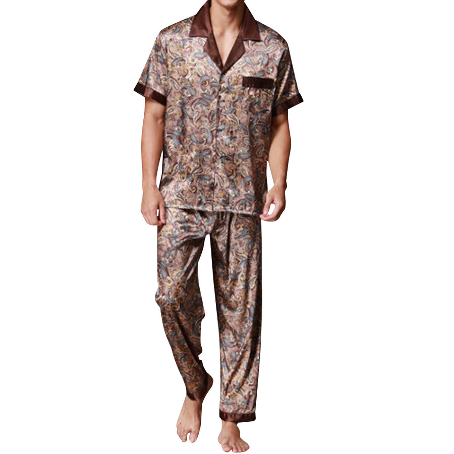 Mens Paisley Printed Pajamas Sets Classic Elegant Pajamas Image 1