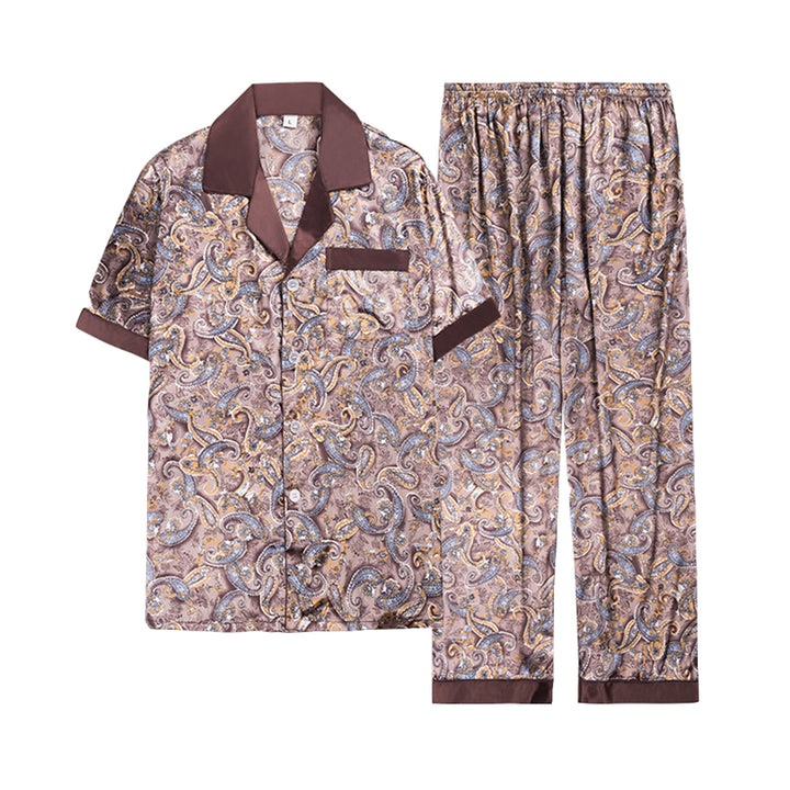 Mens Paisley Printed Pajamas Sets Classic Elegant Pajamas Image 3
