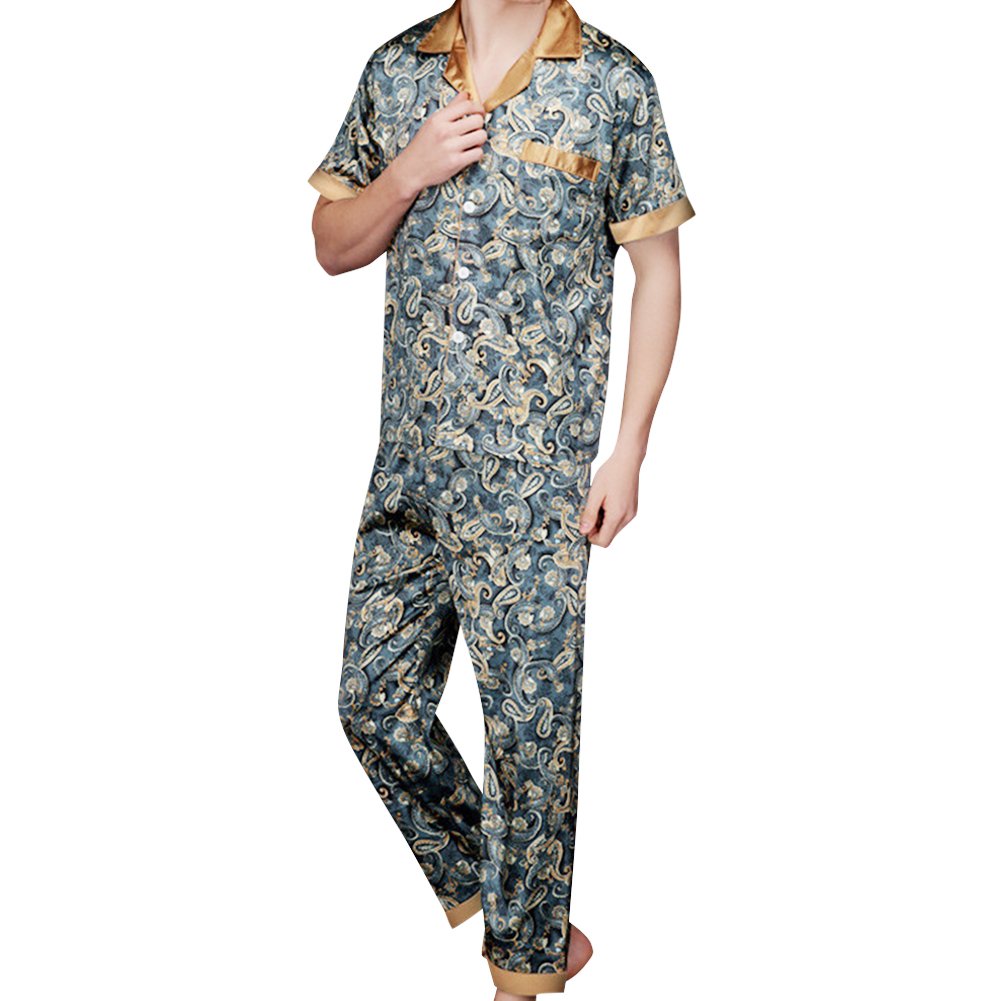 Mens Paisley Printed Pajamas Sets Classic Elegant Pajamas Image 1