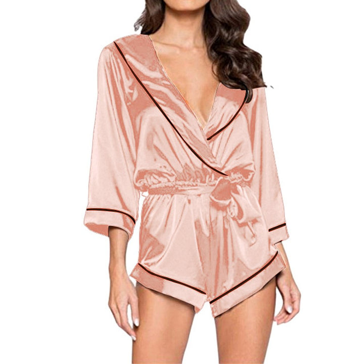 Womens Pajamas Sexy Sleepwear Solid Color One-Piece Pajamas soft smoothy and comfortable fall Arrival Image 1