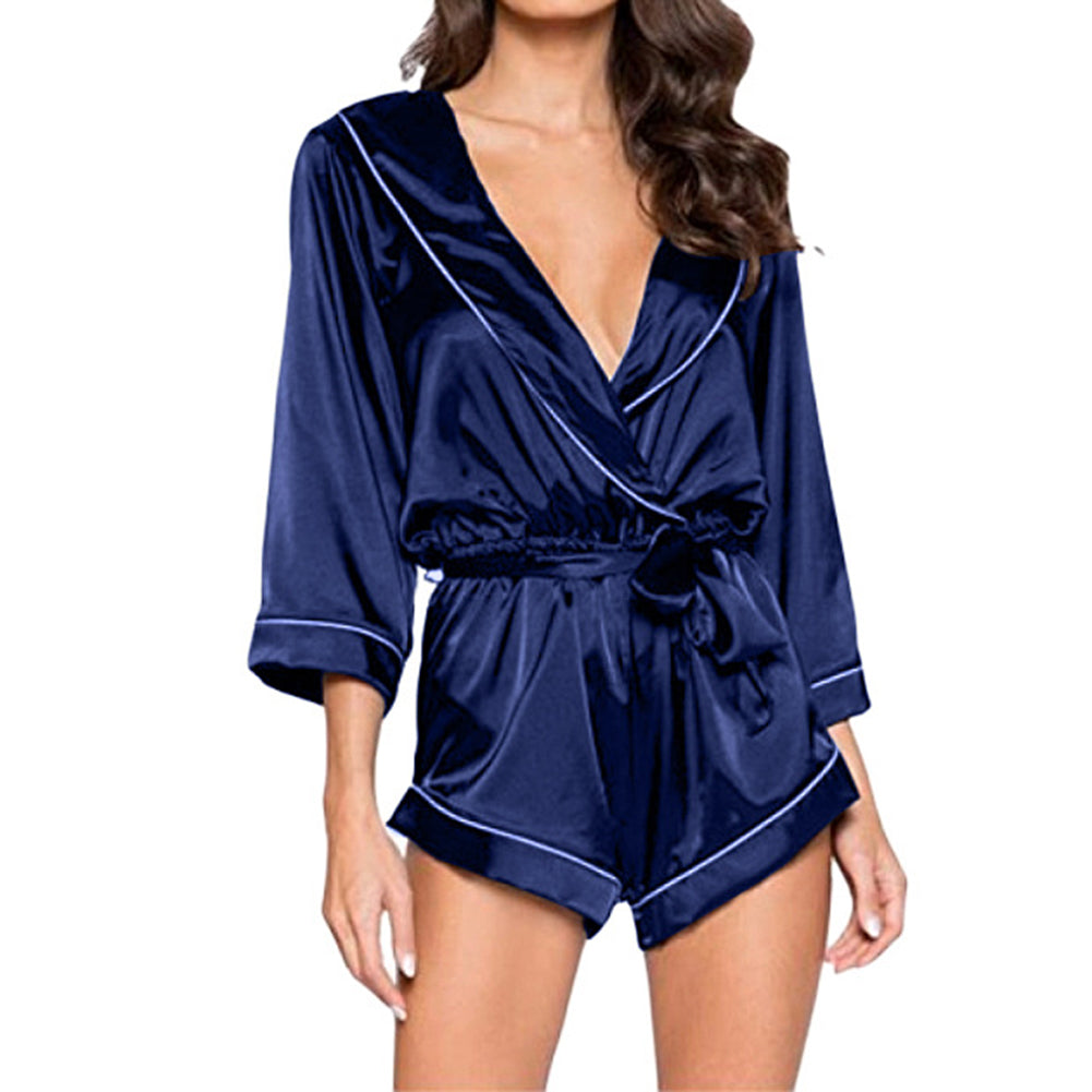 Womens Pajamas Sexy Sleepwear Solid Color One-Piece Pajamas soft smoothy and comfortable fall  Arrival Image 1