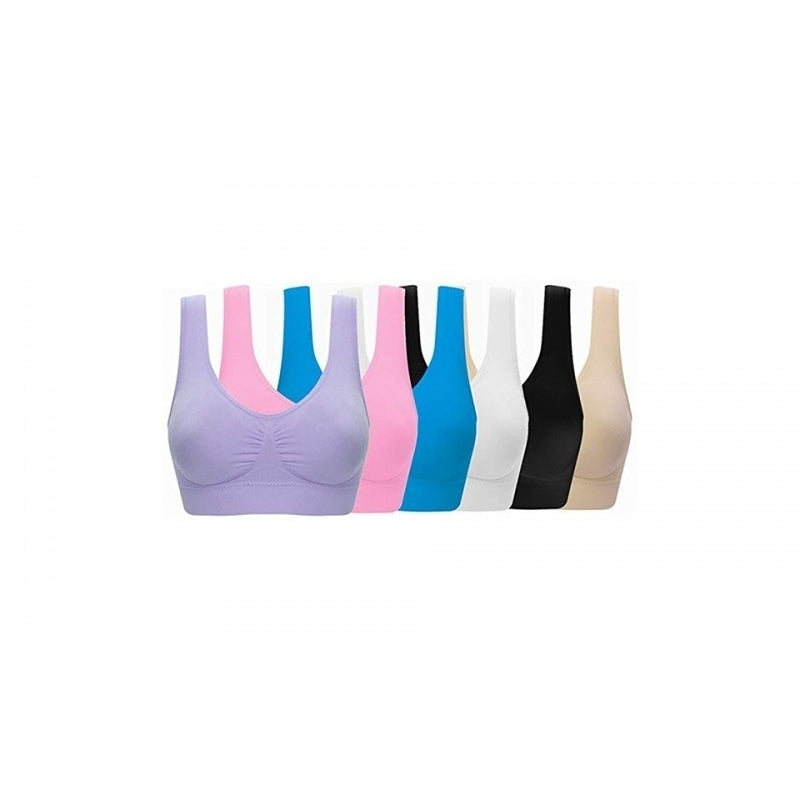EI Contente 6 pack Comfort Bras Non Padded  - White, Black, Nude, Pink, Purple, Blue - 2XL Image 1