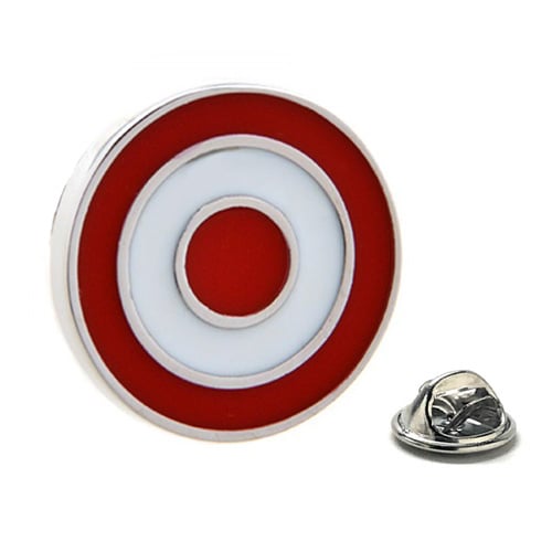 Target Lapel Pin Red and White Bullseye Enamel Pin Target Tie Tack 3D Design Silver Trim Target Image 1