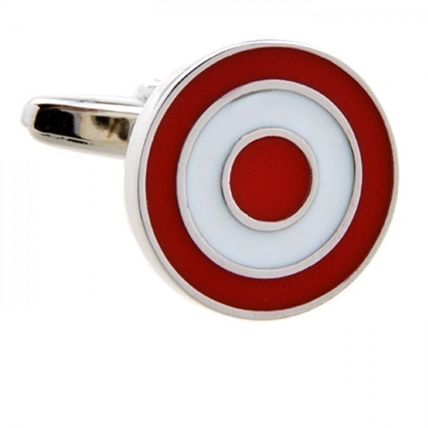 Target Cufflinks Red and White Bullseye Cuff Links Target 3D Design Silver Trim Target Image 2