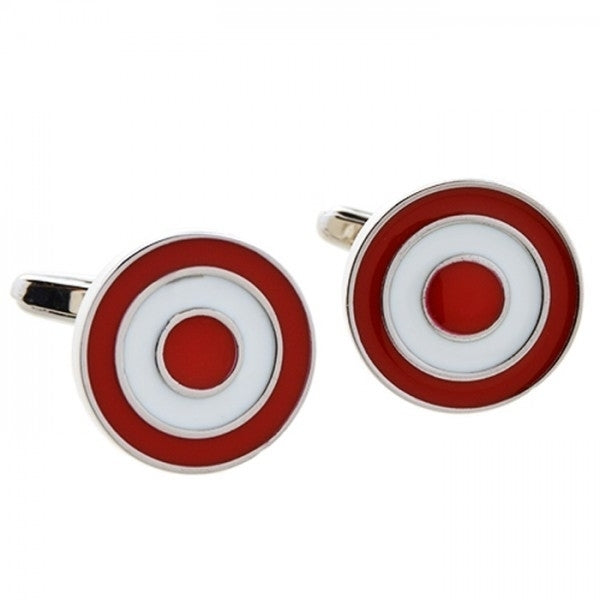 Target Cufflinks Red and White Bullseye Cuff Links Target 3D Design Silver Trim Target Image 1