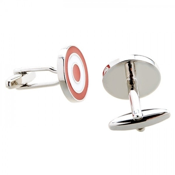 Target Cufflinks Red and White Bullseye Cuff Links Target 3D Design Silver Trim Target Image 3