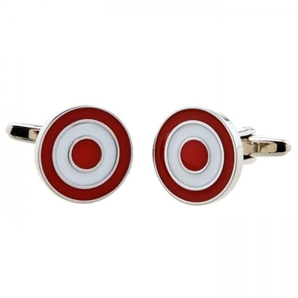 Target Cufflinks Red and White Bullseye Cuff Links Target 3D Design Silver Trim Target Image 4