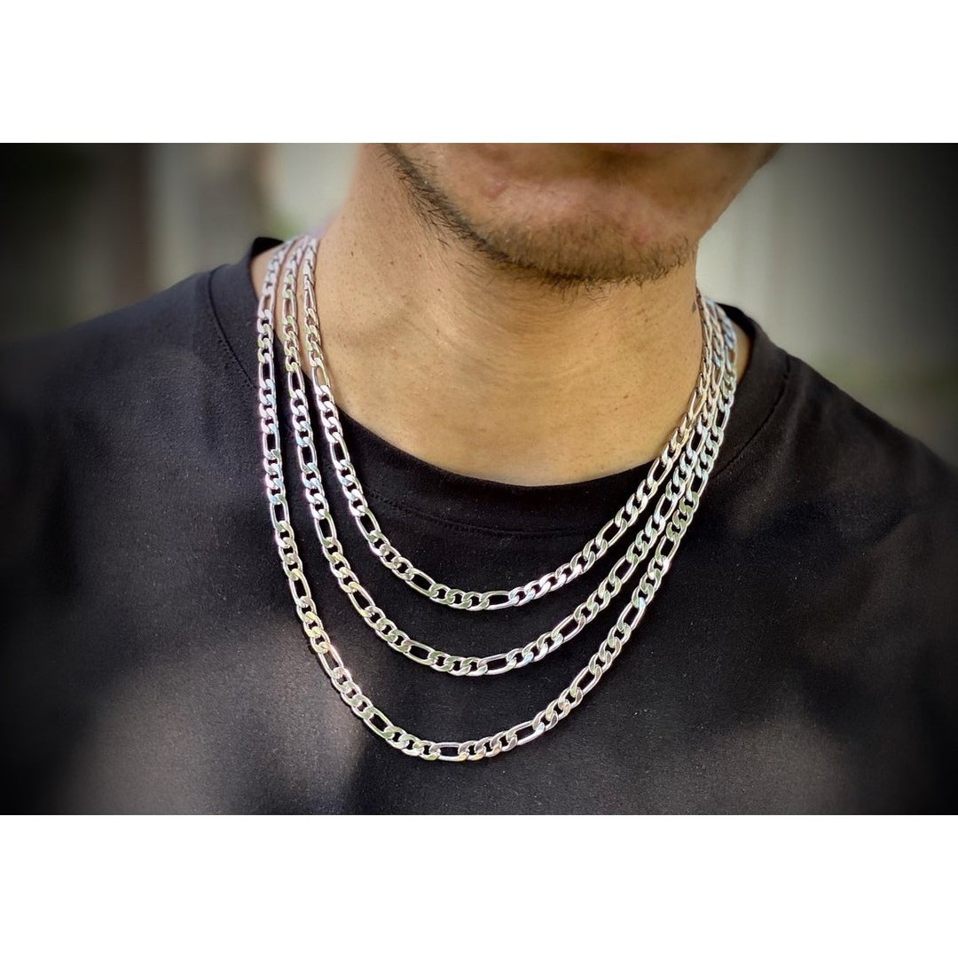 4mm Figaro Chain Necklace - Stainless Steel Necklace Men - Stainless Steel Chain Necklace - Mens Necklace Stainless Image 1