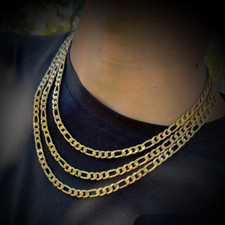 4mm Figaro Chain Necklace Yellow Gold Filled High Polish Finsh Image 1