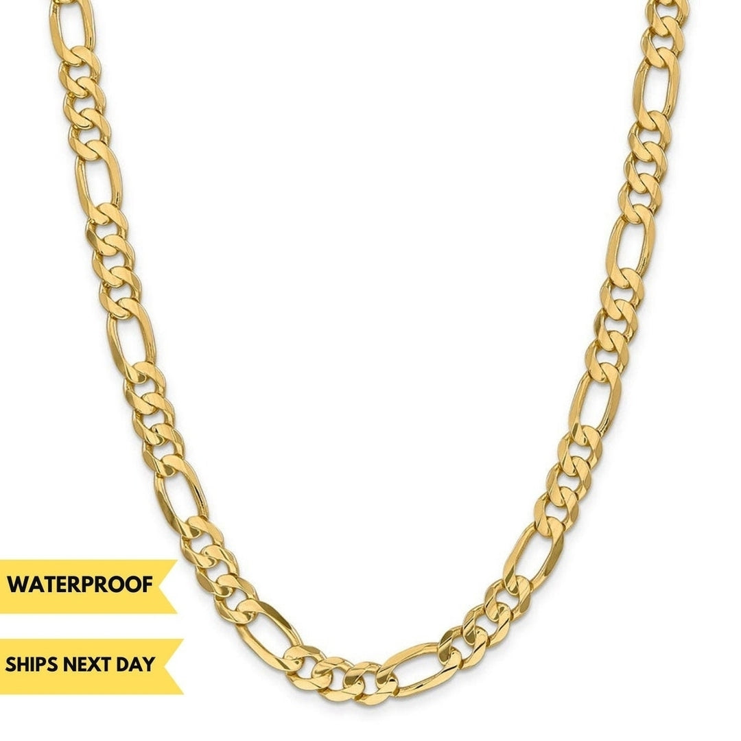 4mm Figaro Chain Necklace Yellow Gold Filled High Polish Finsh Image 3