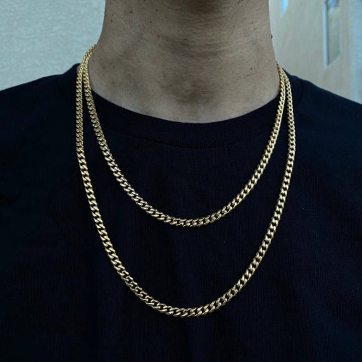 Yellow Gold Cuban Curb Link Chain Necklace Unisex Gold Image 4
