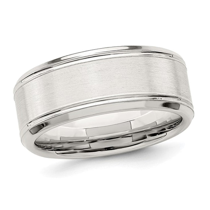 Mens Brushed Sterling Silver Band Ring 6mm Image 1