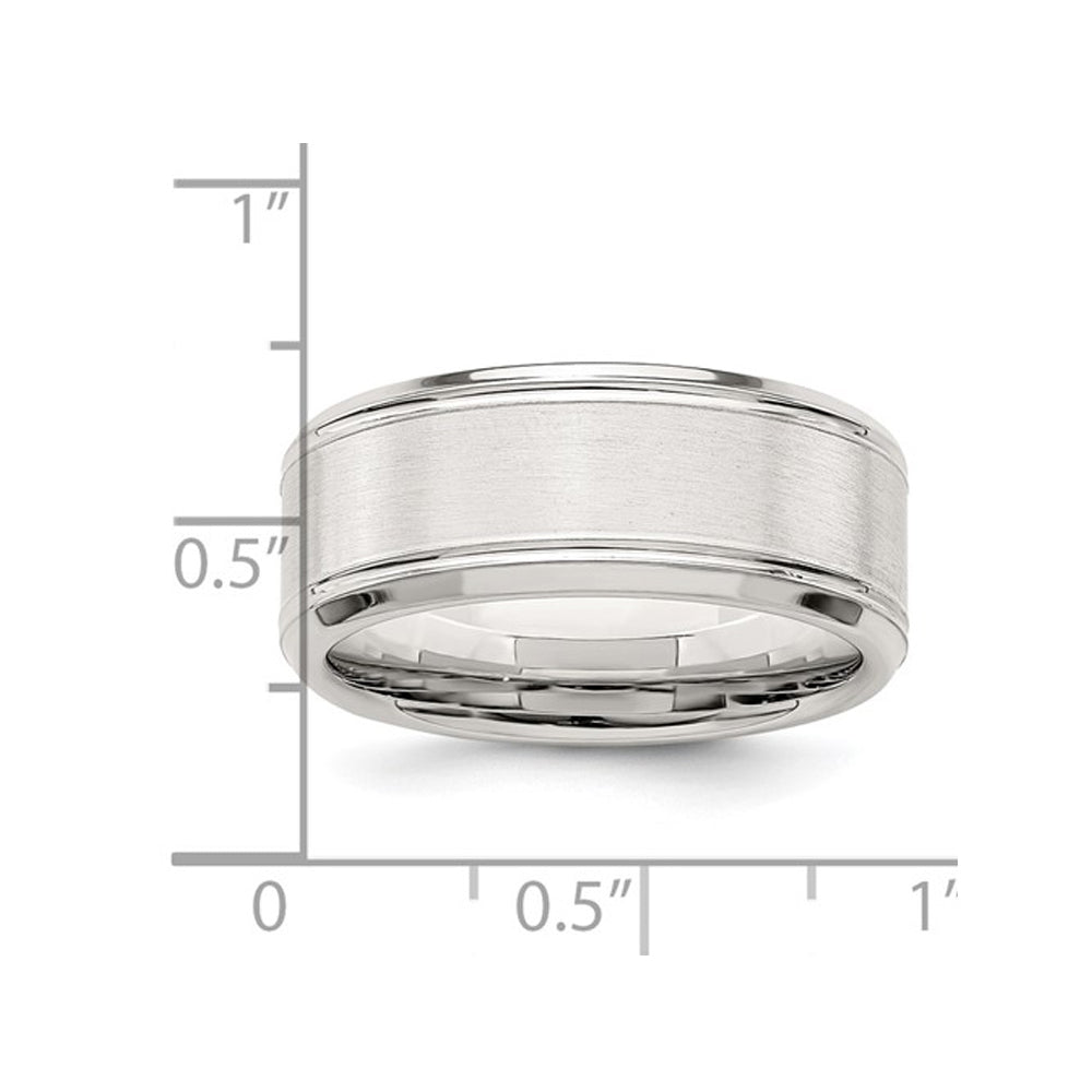 Mens Brushed Sterling Silver Band Ring 6mm Image 2