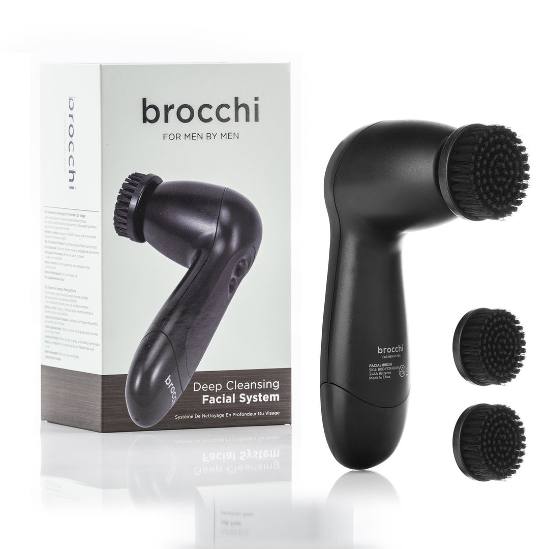 Brocchi Mens Deep Cleansing Facial Brush System Rechargeable Exfoliation Tool Image 1