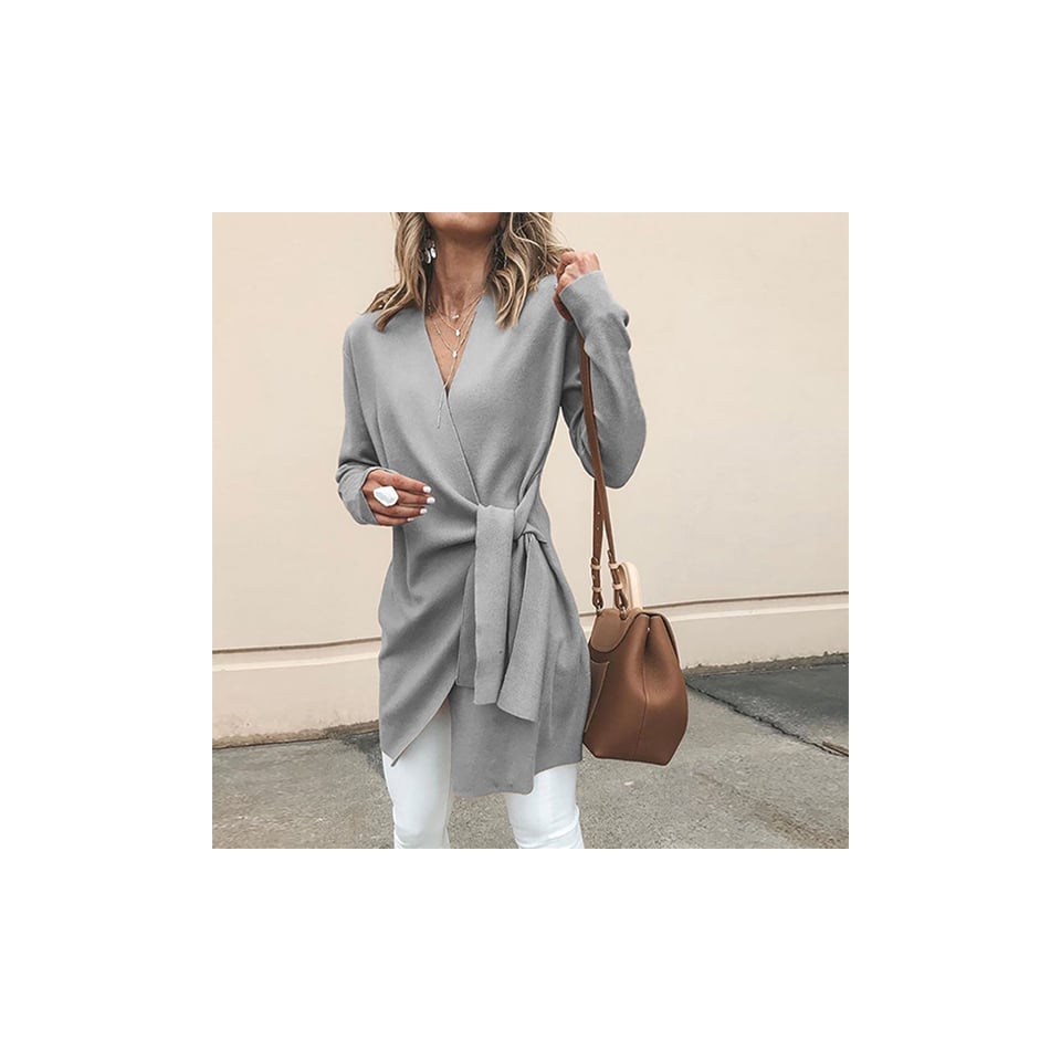 EI Contente Jacinta Long Wrap Cardigan - Grey XL (FS-L) Image 2