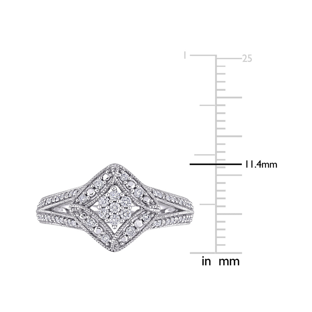 1/4 Carat (ctw H-I, I2-I3) Diamond Engagement Cluster Ring in 10K White Gold Image 2