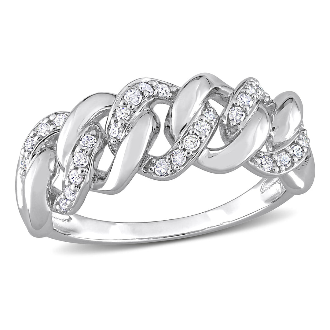 1/4 Carat (ctw) Diamond Oval Link Ring Sterling Silver Image 1