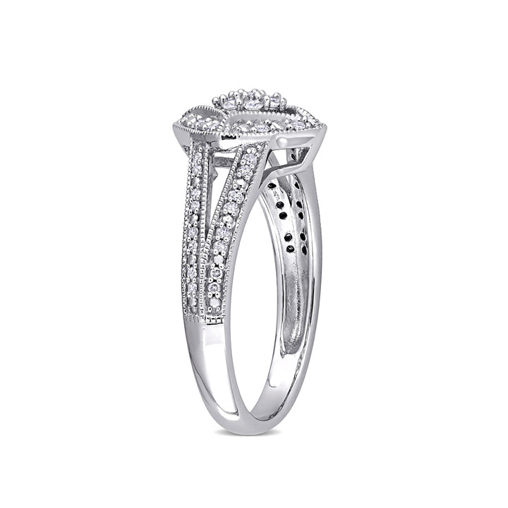 1/4 Carat (ctw H-I, I2-I3) Diamond Engagement Cluster Ring in 10K White Gold Image 4