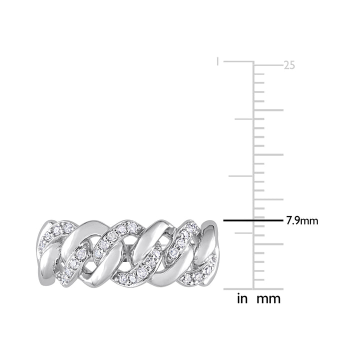 1/4 Carat (ctw) Diamond Oval Link Ring Sterling Silver Image 2