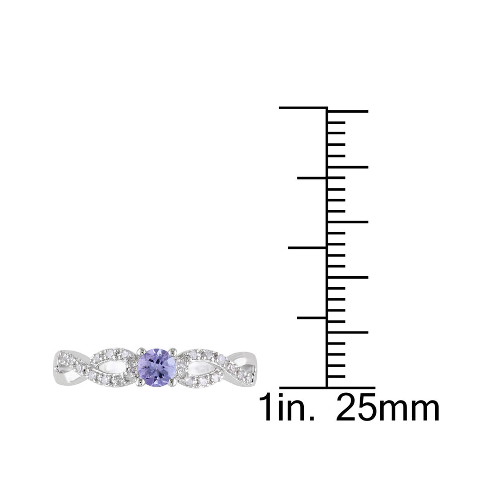 1/6 Carat (ctw) Tanzanite Infinity Ring in Sterling Silver with Accent Diamonds Image 2