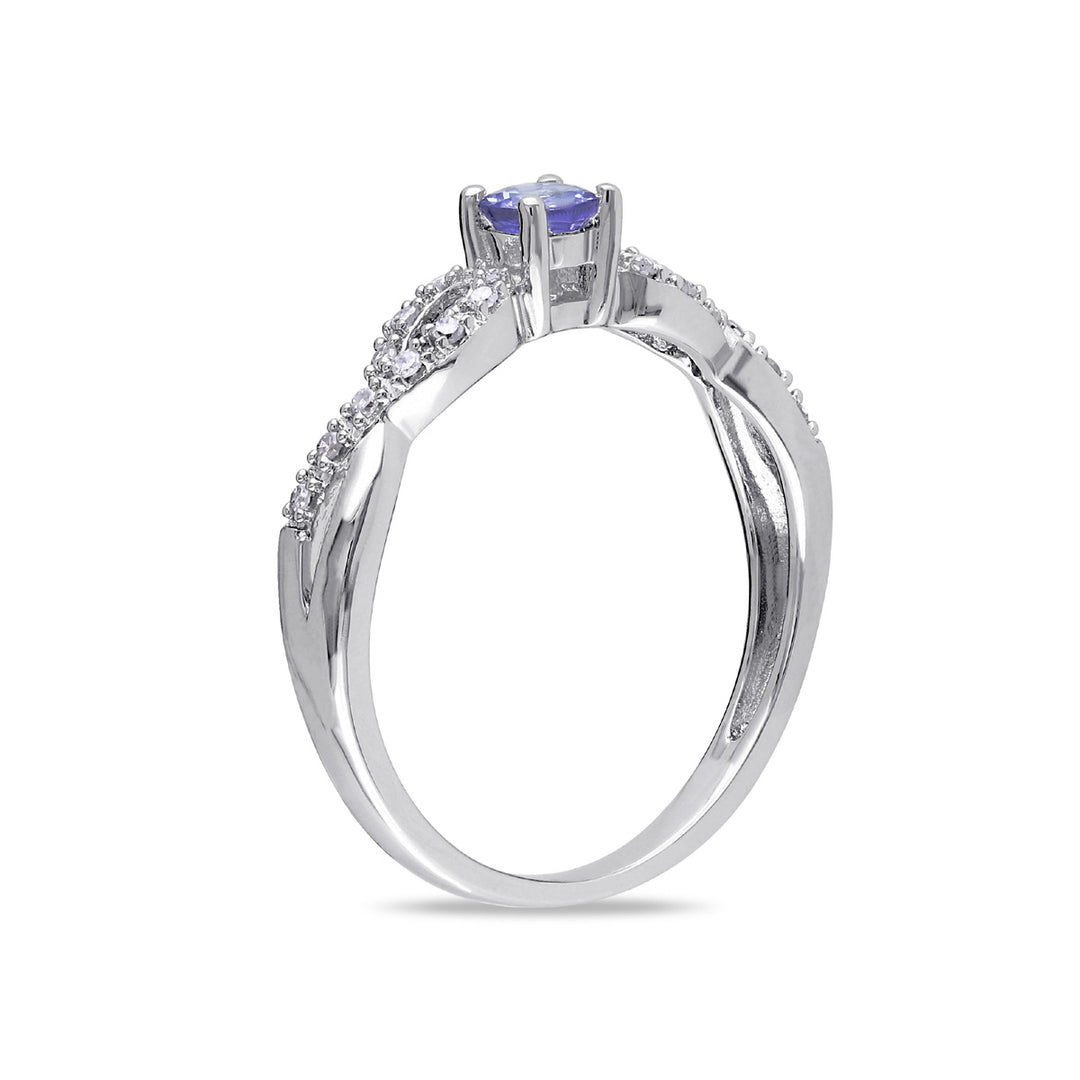1/6 Carat (ctw) Tanzanite Infinity Ring in Sterling Silver with Accent Diamonds Image 3
