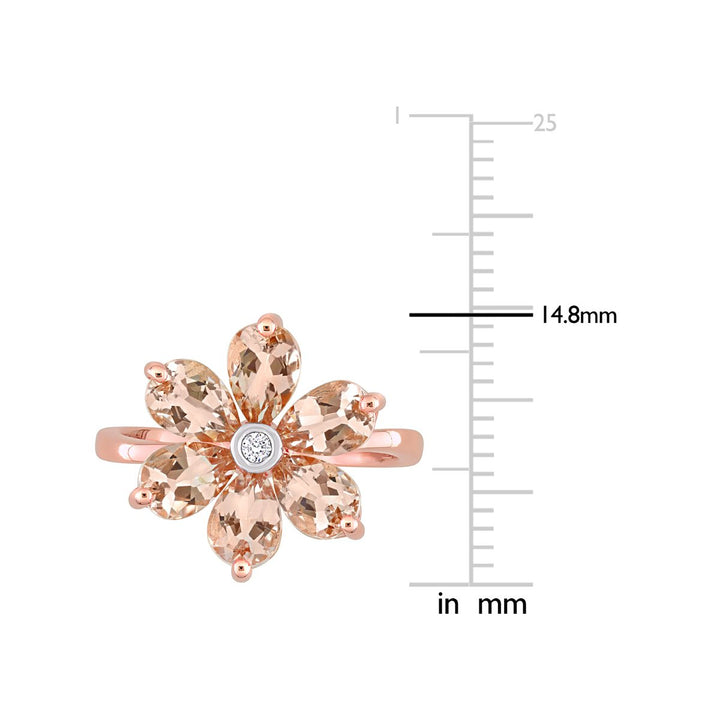 2.30 Carat (ctw) Morganite Flower Ring in 10K Rose Pink Gold Image 3