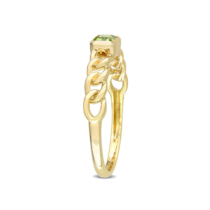1/3 Carat (ctw) Peridot Link Ring in 10K Yellow Gold Image 3