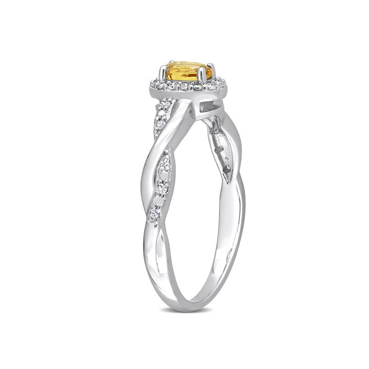1/4 Carat (ctw) Citrine Twist Ring in Sterling Silver with Accent Diamonds Image 2