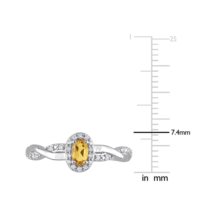 1/4 Carat (ctw) Citrine Twist Ring in Sterling Silver with Accent Diamonds Image 3