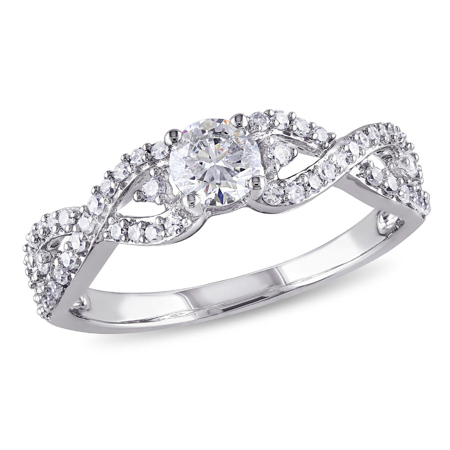 5/8 Carat (ctw H-I, I1-I2) Diamond Twist Engagement Ring in 14K White Gold Image 1