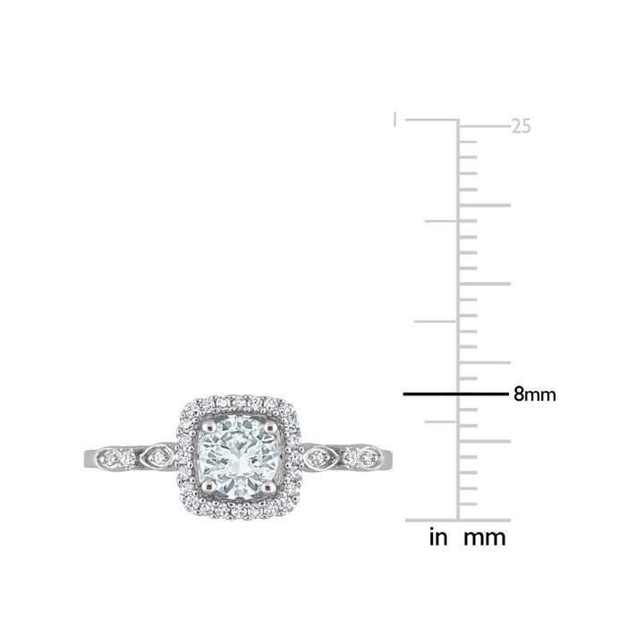 2/5 Carat (ctw) Aquamarine Ring in Sterling Silver with Accent Diamonds Image 3