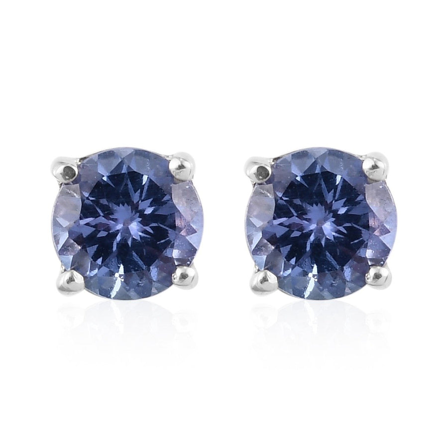 18K White Gold Filled Round Crystal Blue Stud Earrings Image 1