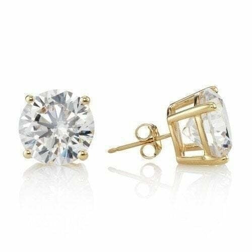 14K Yellow Plated 1.5 ct Round Cut Stud Earrings Image 1