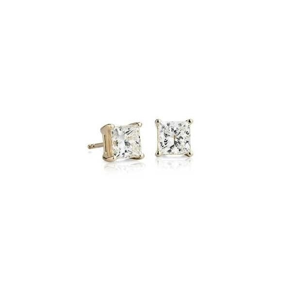 14K Pure Liquid Yellow Plated Fill  1.5 ct  Square  Stud Earrings Image 1