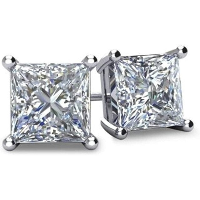 14K White Gold Filled 1.5 ct Square Stud Earrings Image 1