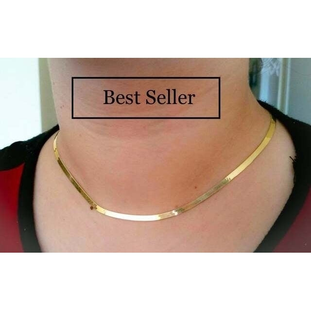 14K Gold Filled Fill Herringbone Luxury 5 mm Chain Necklace 20" Image 2