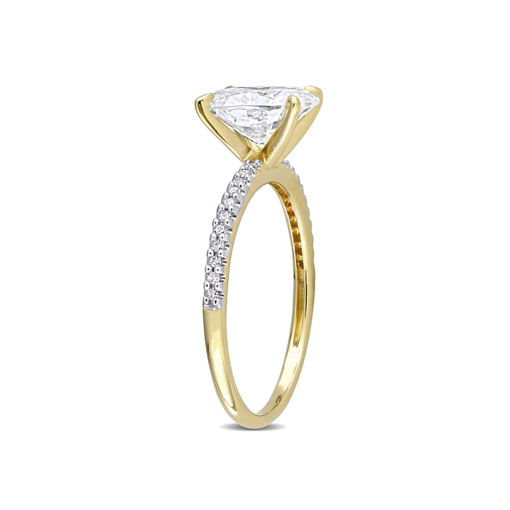 2.00 Carat (ctw) Lab-Created Oval Moissanite Solitaire Engagement Ring 14K Yellow Gold with Diamonds Image 4