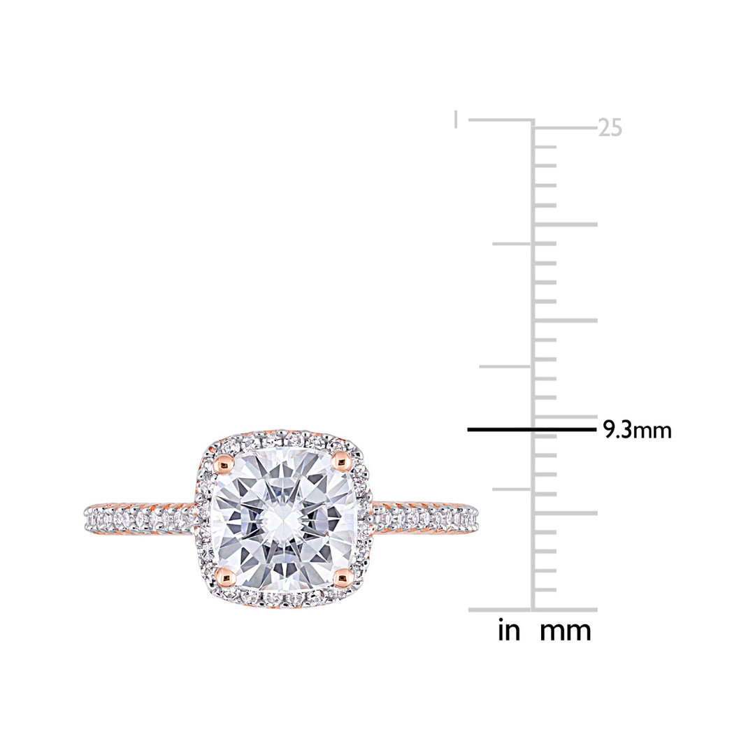 2.00 Carat (ctw) Lab-Created Cushion Moissanite Engagement Ring 14K Rose Gold with Diamonds Image 3