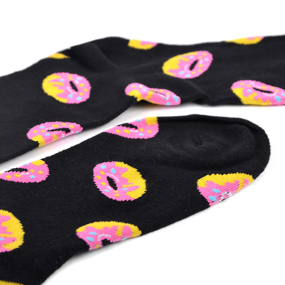 Fun Socks Mens Donut Novelty Socks Black and Pink Lovers Bakery Pastries Donuts Image 3