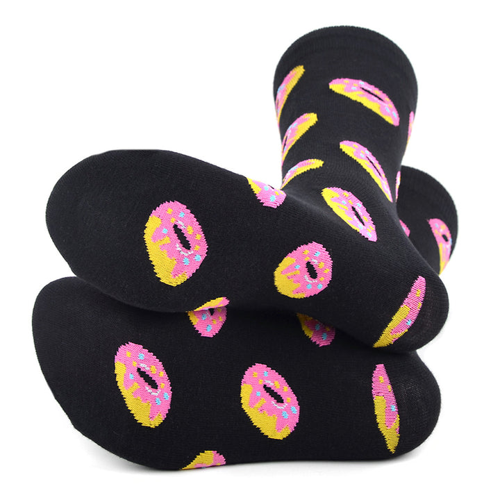 Fun Socks Mens Donut Novelty Socks Black and Pink Lovers Bakery Pastries Donuts Image 4