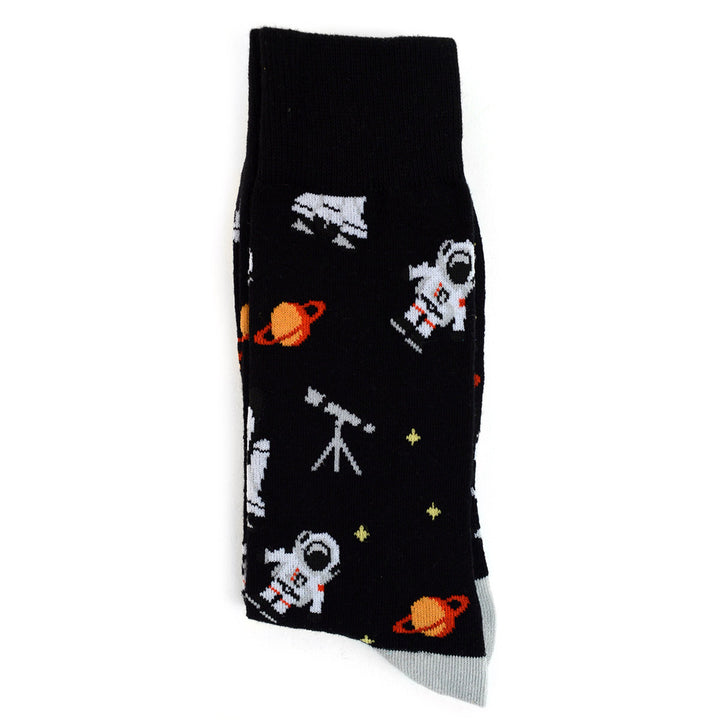 Mens Astronaut Novelty Socks Space Shuttle Rockets Black Dress Socks Image 3