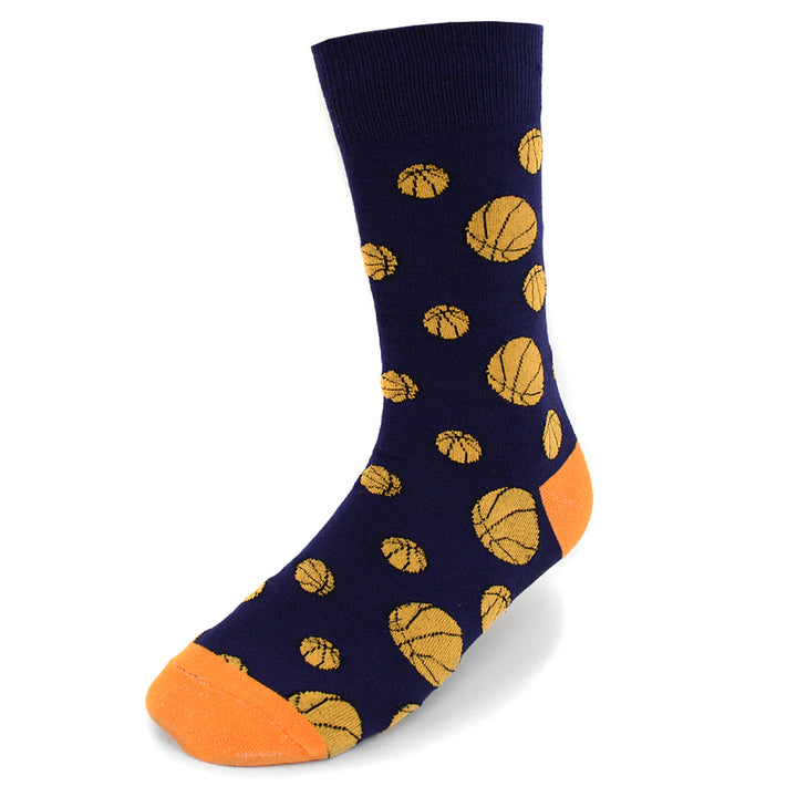 Mens Basketball Novelty Socks Mens Dress Socks Blue and Orange Hardwood Love Fun Socks Hoops Image 1
