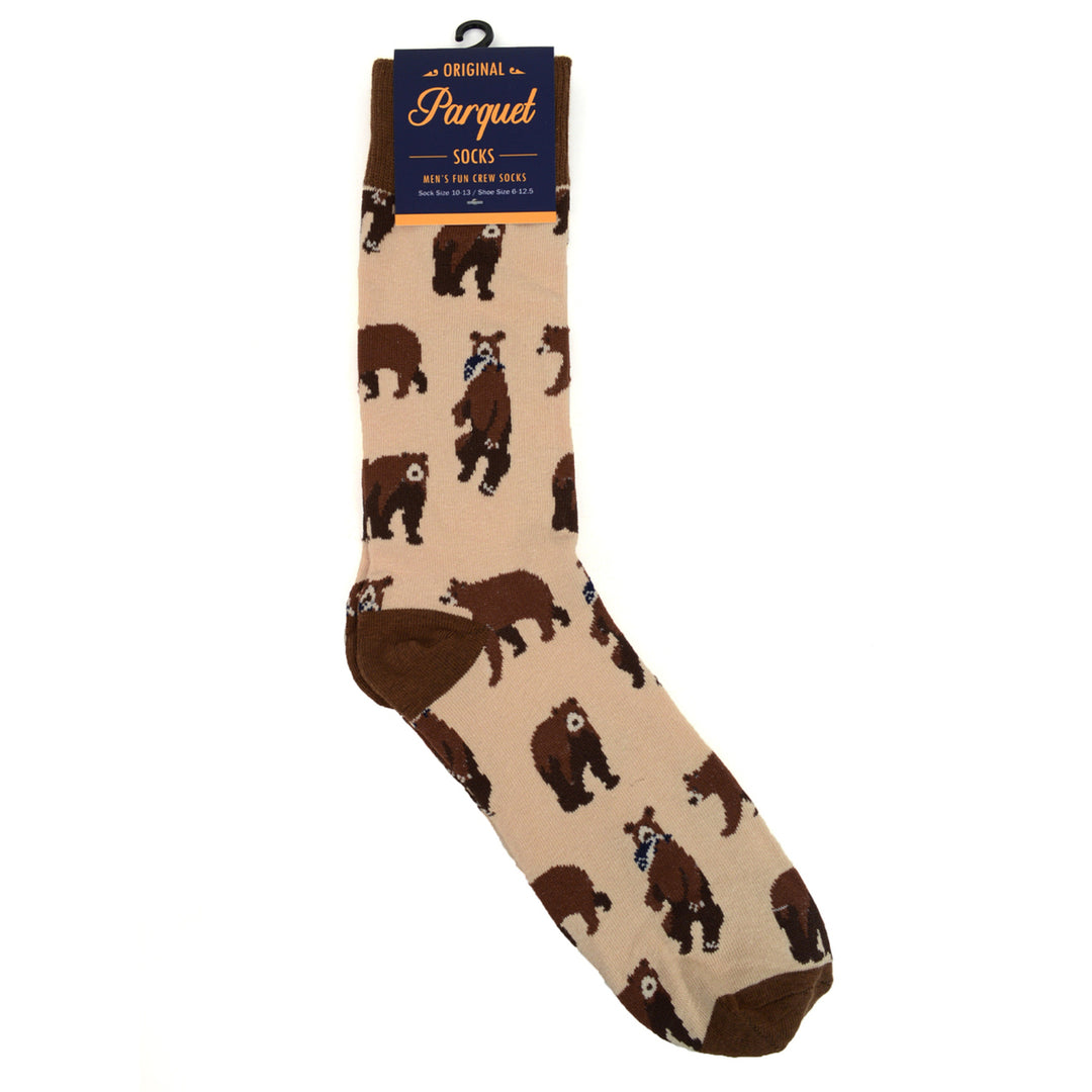 Mens Brown Bear Novelty Socks Grizzly Bear Fun Crazy Socks Yellowstone Bears Socks Groomsmen Socks Wedding Party Image 4