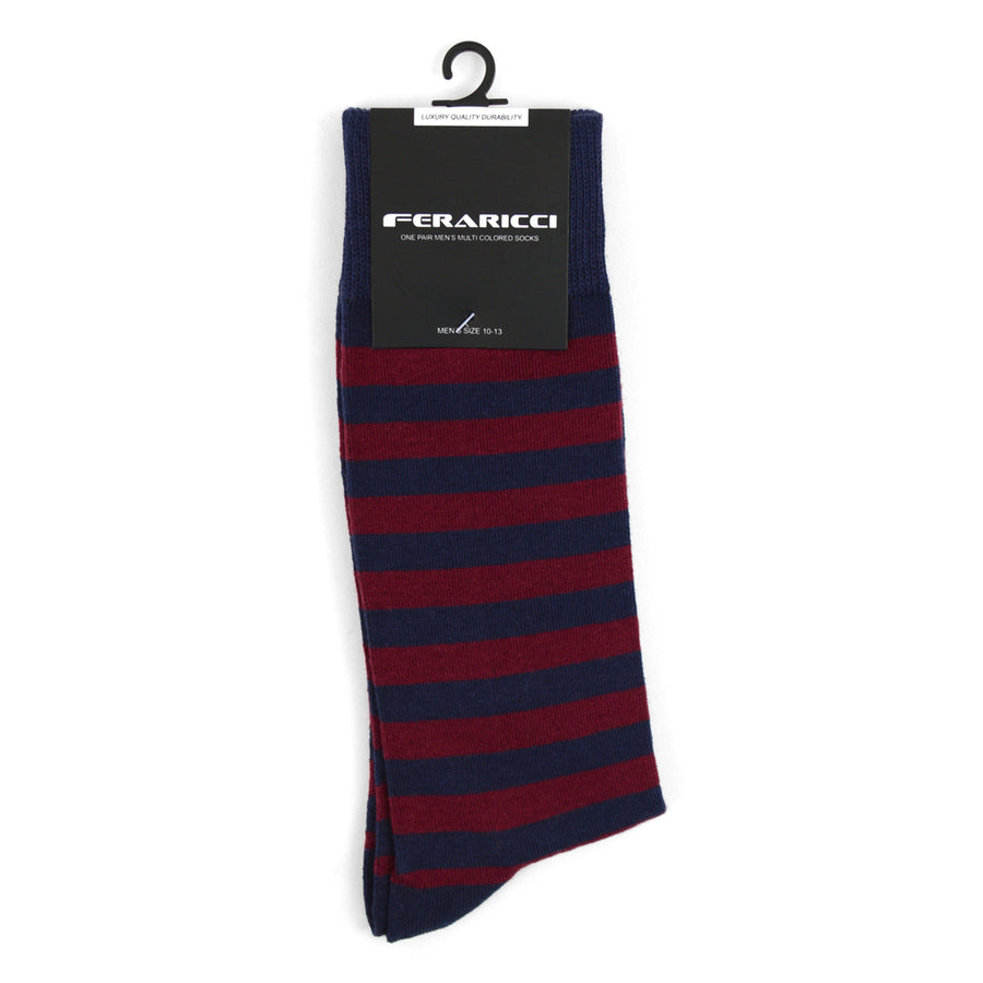 Mens College Socks Striped Burgundy Blue Socks Image 1