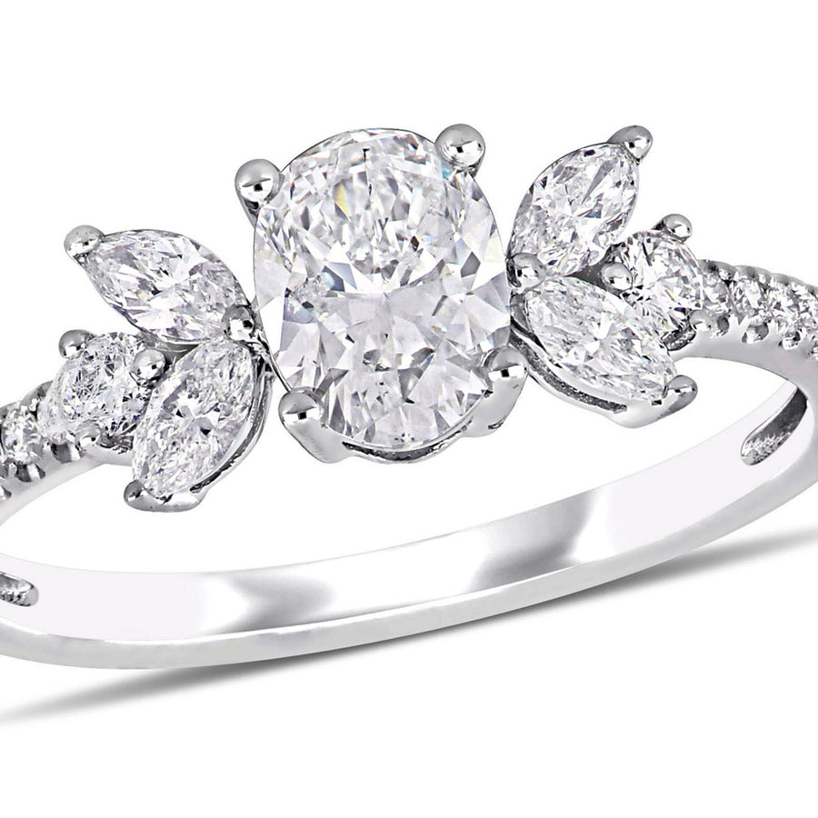 1.10 Carat (ctw H-I, I1-I2) Diamond Engagement Ring in 14K White Gold Image 1