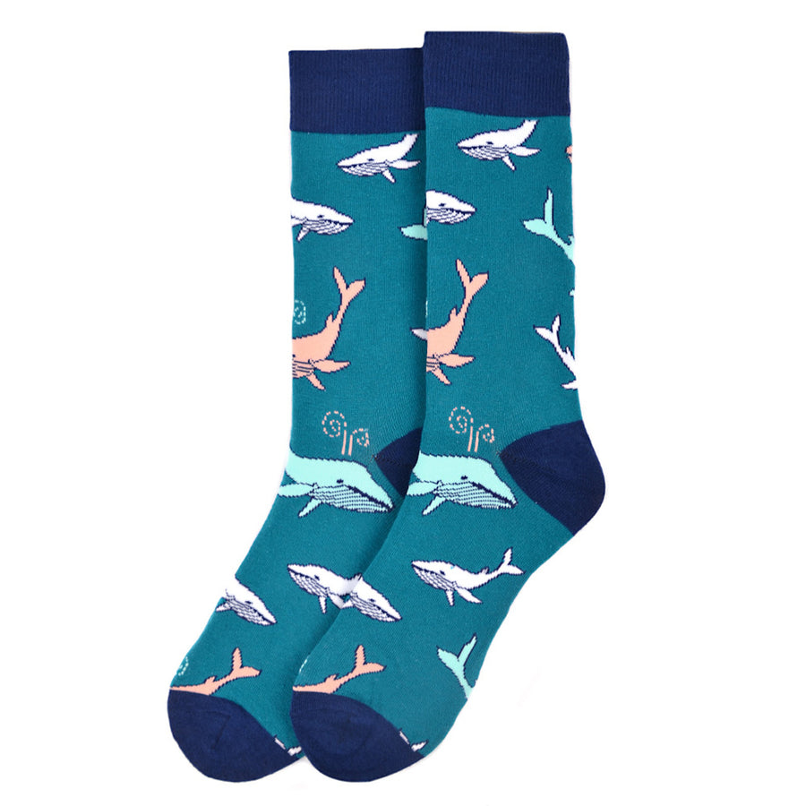 Mens Whale Novelty Socks Fun Crazy Socks Whale Lovers Ocean Fun Crew Socks Graphic Socks Image 1