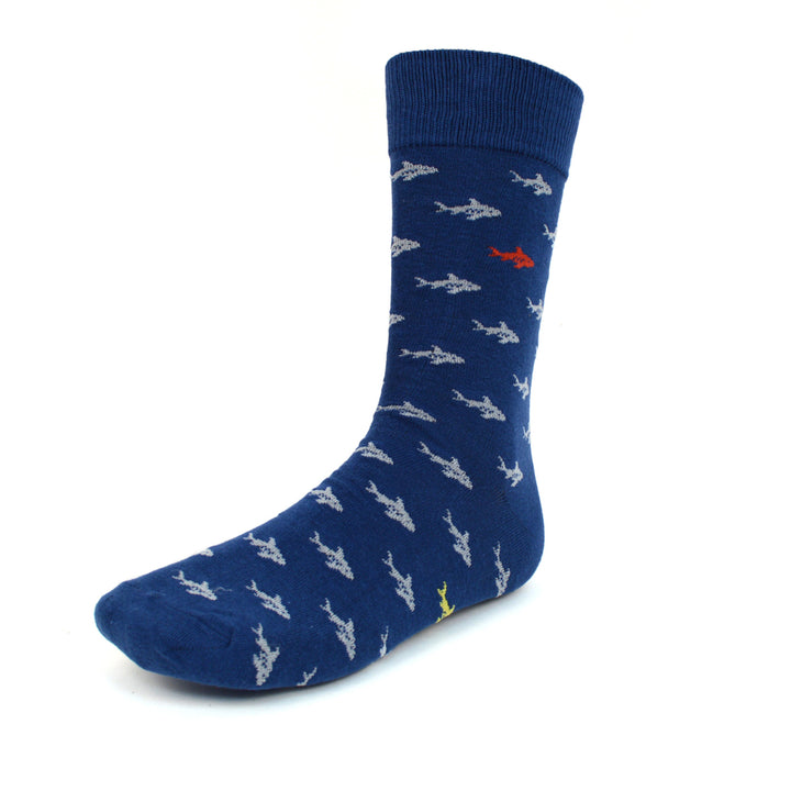 Mens Blue Shark Novelty Socks Fun Crazy Socks Sharks Gifts Image 1
