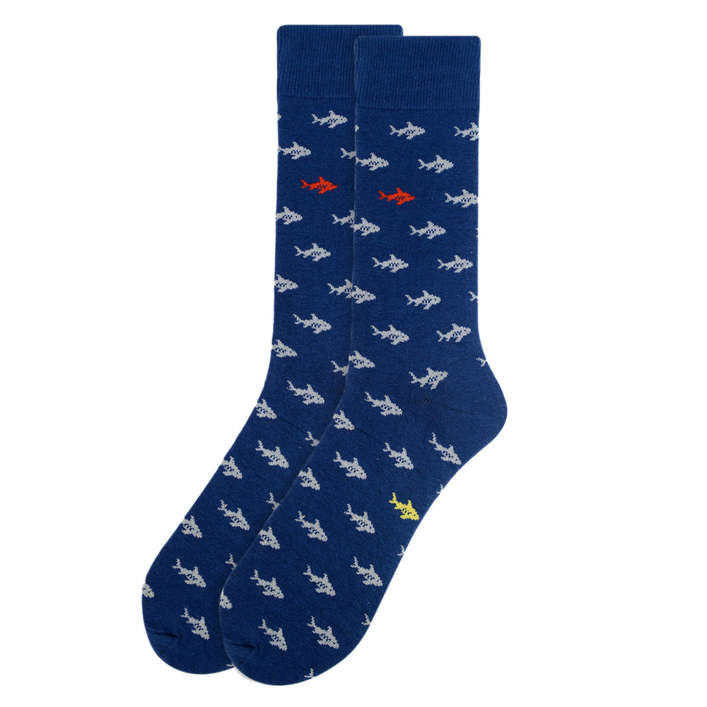 Mens Blue Shark Novelty Socks Fun Crazy Socks Sharks Gifts Image 2