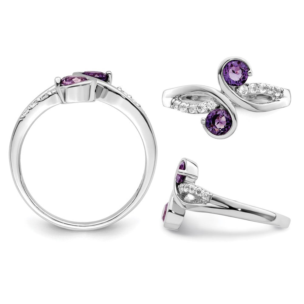 7/10 Carat (ctw) Amethyst & White Topaz Ring in Sterling Silver Image 4