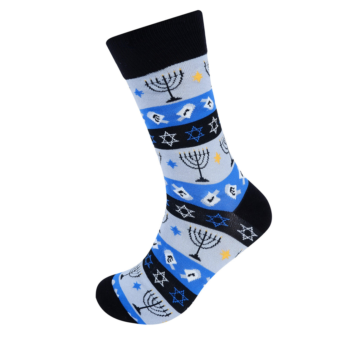 Mens Blue Hanukkah Novelty Socks Image 1
